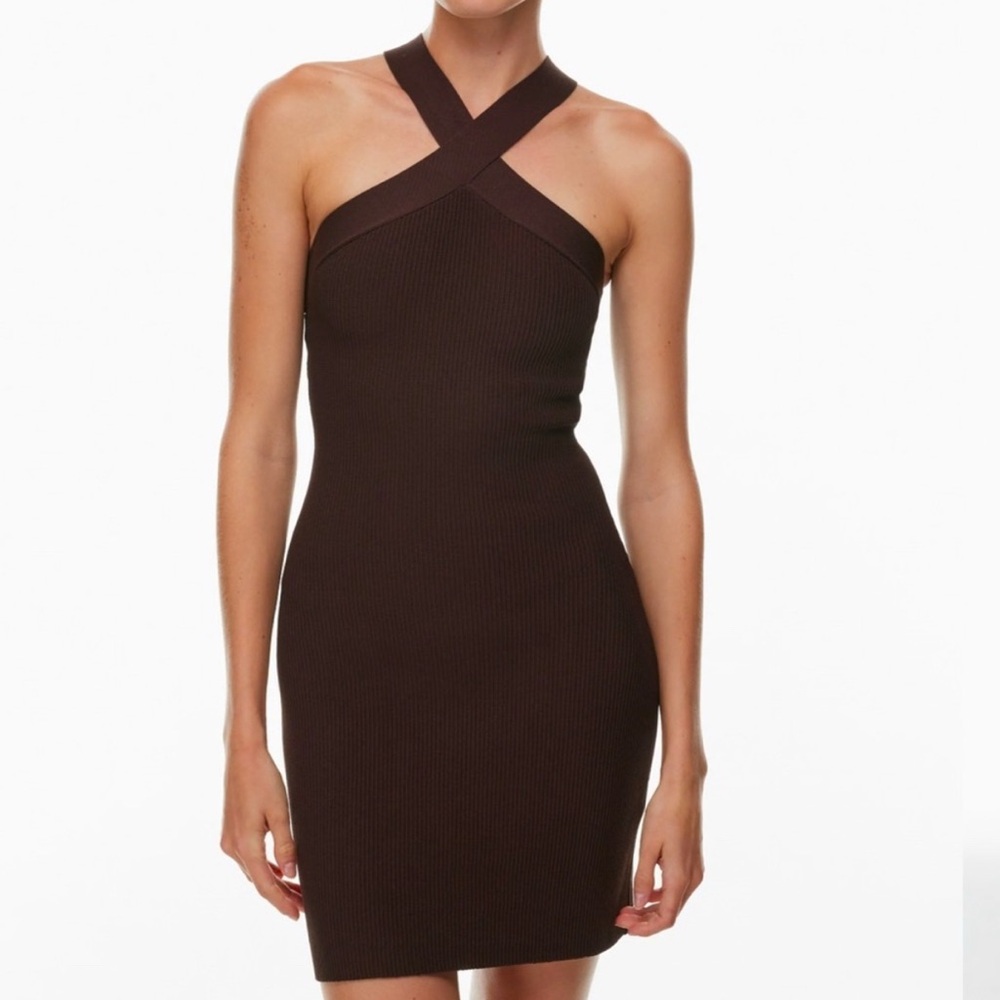 Aritzia Brown Halter Dress